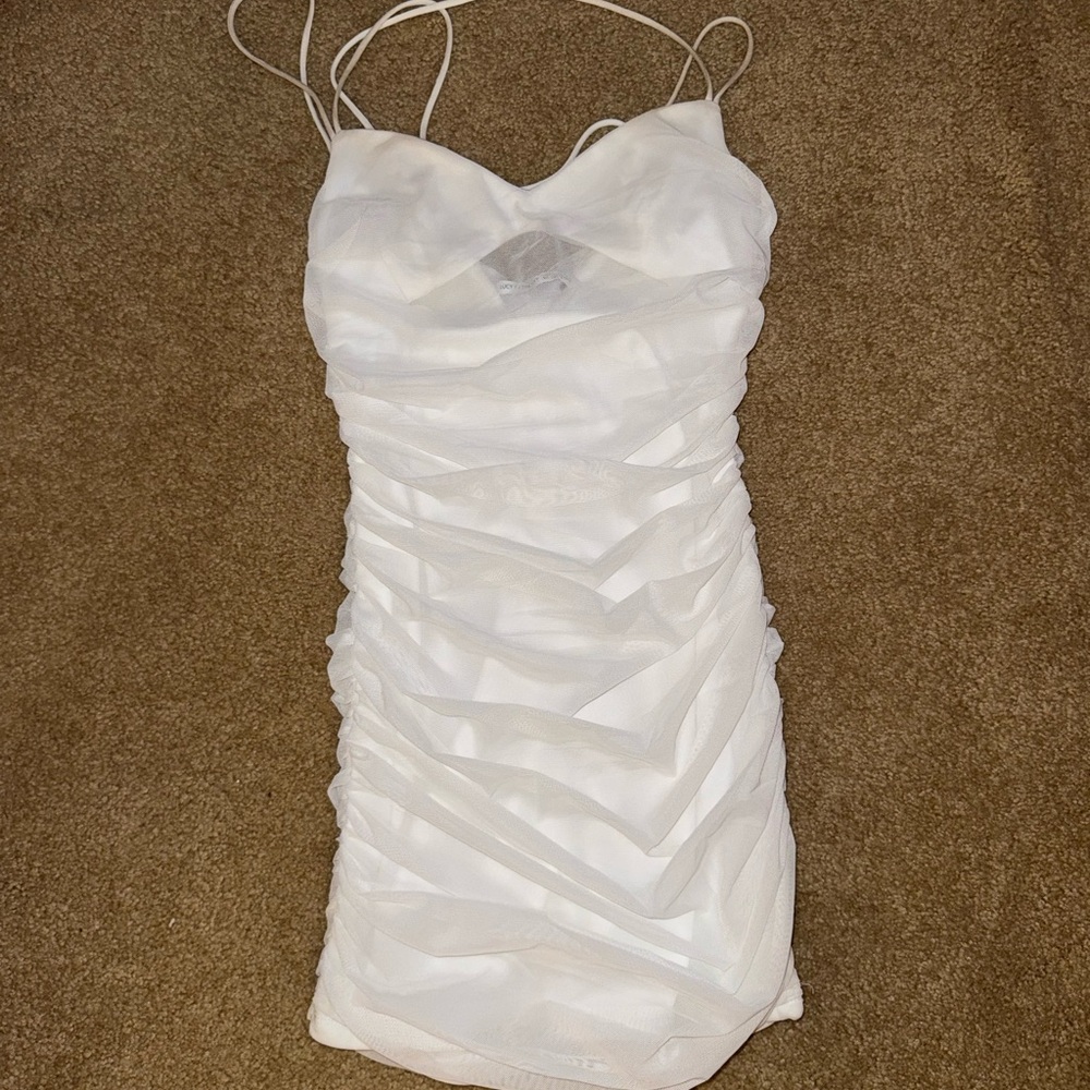 Elegant White Ruched Dress